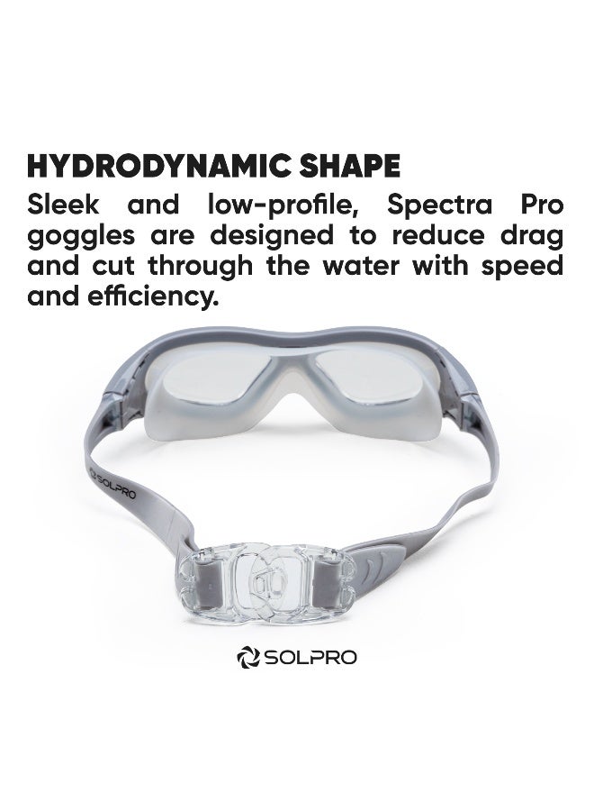 SOLPRO Spectra Pro Adult Swimming Goggles (Grey/White) - Image 5