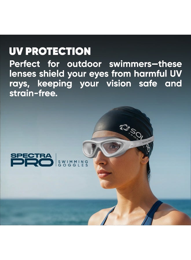 SOLPRO Spectra Pro Adult Swimming Goggles (Grey/White) - Image 4