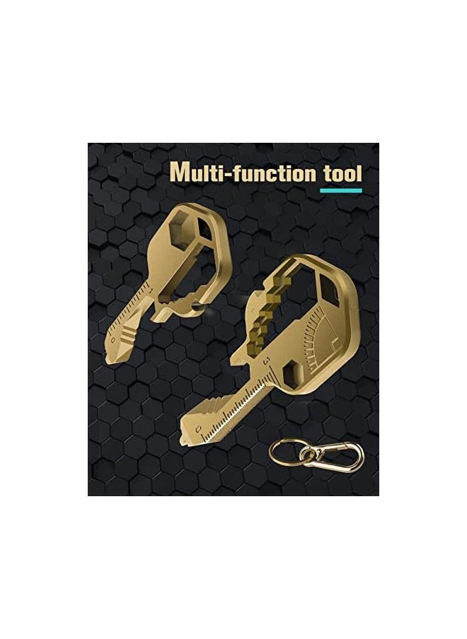 KASTWAVE - Tool Keychain Multitool 24 In 1 Key Tool Portable Key Shaped Pocket Tools Hand Tools Repair Gadgets Ruler Bottle Opener Drill Drive Screwdriver Hex Wrench Gold - Image 1