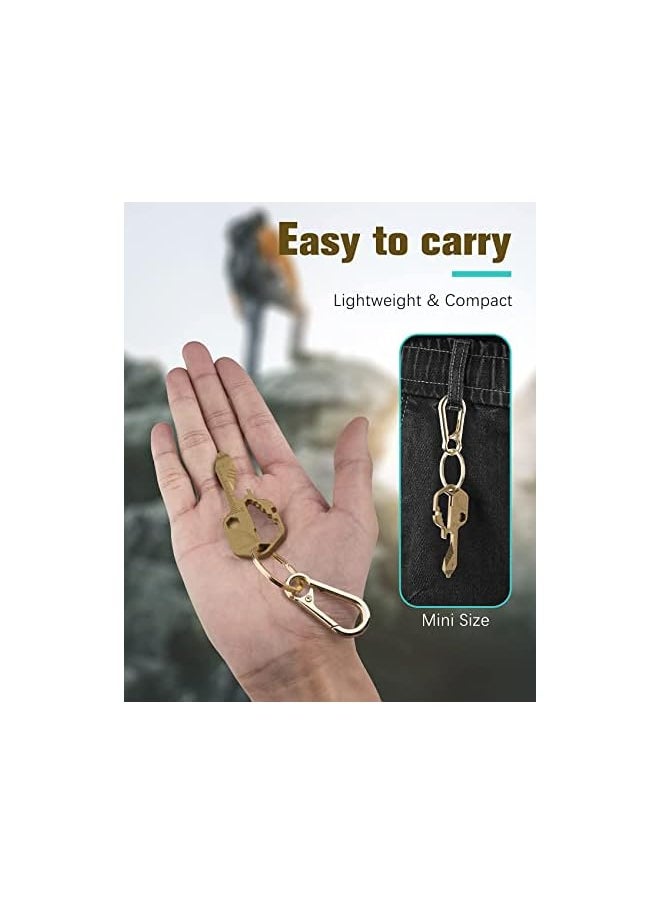 KASTWAVE - Tool Keychain Multitool 24 In 1 Key Tool Portable Key Shaped Pocket Tools Hand Tools Repair Gadgets Ruler Bottle Opener Drill Drive Screwdriver Hex Wrench Gold - Image 1