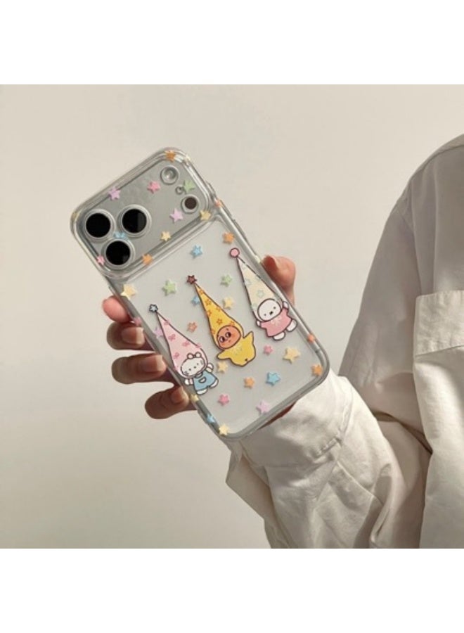 Apple iPhone 17 Pro phone case with a white cartoon design featuring stars and figures for a shockproof protective case - Image 3