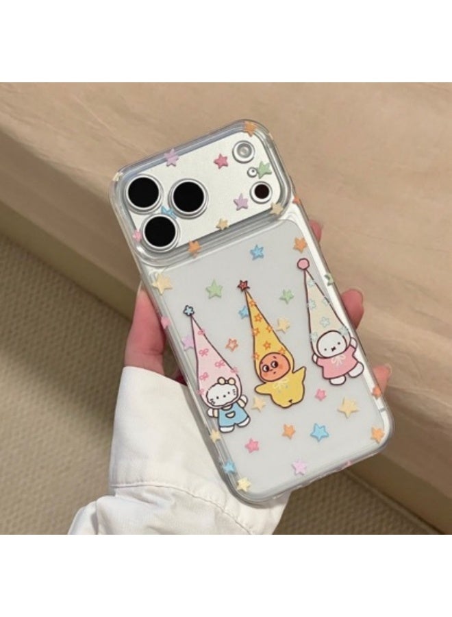 Apple iPhone 17 Pro phone case with a white cartoon design featuring stars and figures for a shockproof protective case - Image 2