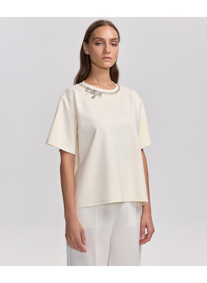 Ipekyol T-Shirt Embellished With Rhinestones  - Image 3