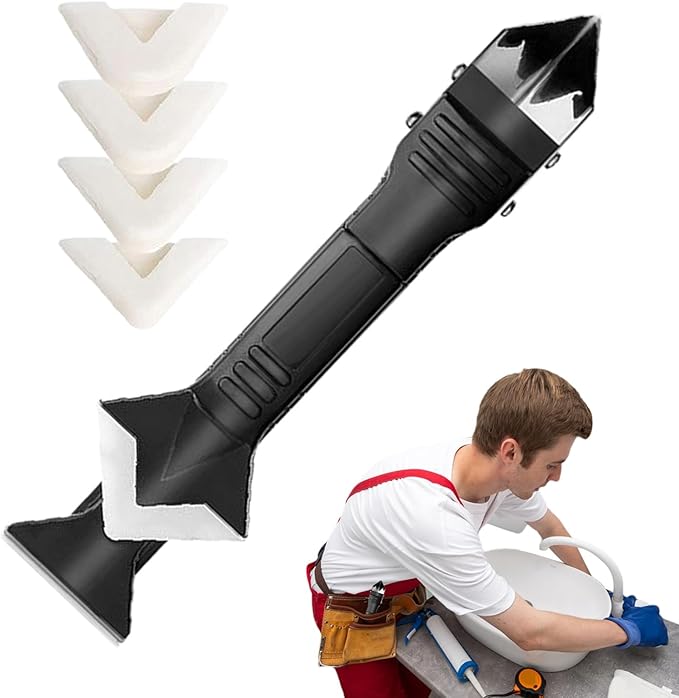 Black Suit Caulking Spatula Set Wall Floor Grout Finishing Tool For Home Improvement - Image 1