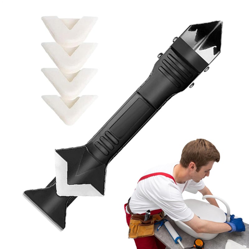 Black Suit Caulking Spatula Set Wall Floor Grout Finishing Tool For Home Improvement - Image 2