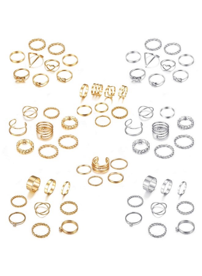 LOYALLOOK 65Pcs Bohemian Knuckle Ring Midi Set Hollow Silver Gold Vintage Stackable Rings Fashion Finger For Women - Image 1