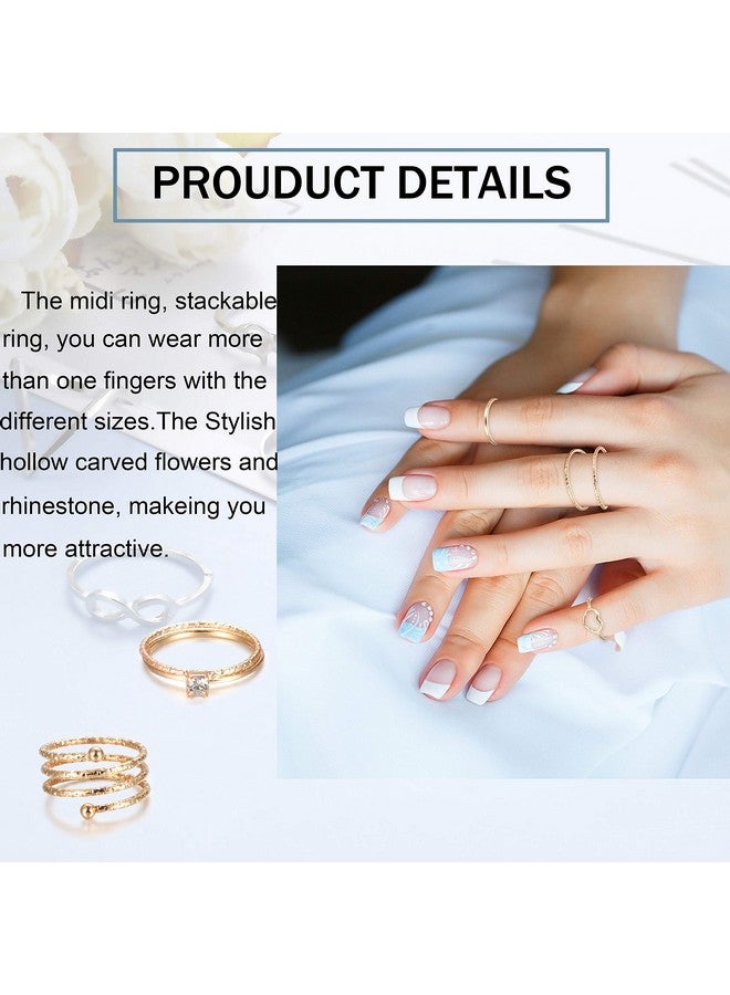 LOYALLOOK 65Pcs Bohemian Knuckle Ring Midi Set Hollow Silver Gold Vintage Stackable Rings Fashion Finger For Women - Image 5