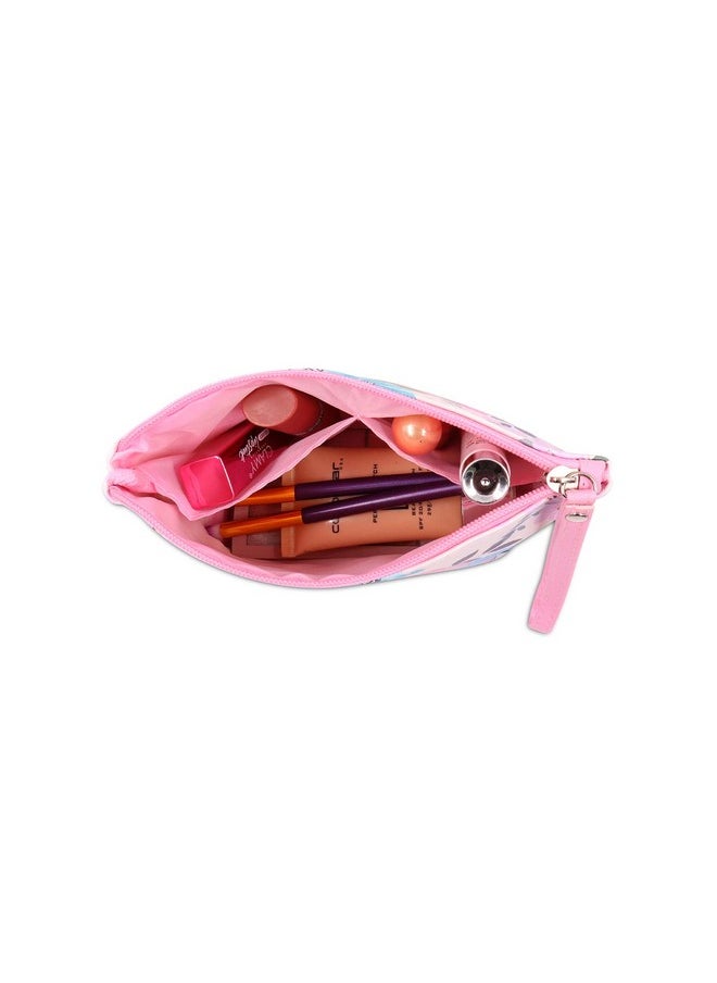 NFI essentials NFI essentials Pu Floral Print Makeup Pouch for Women, Small Stylish Pouches for Makeup Accessories & Travel Organiser Cosmetic Pouch (Y39), Pink  - Image 3
