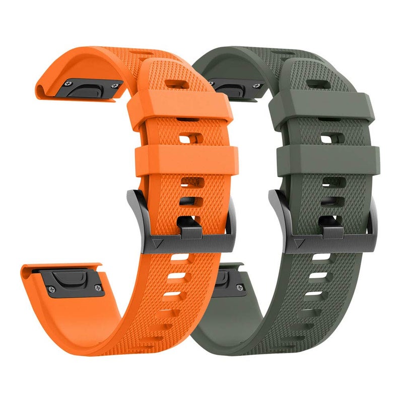 ANCOOL حزام ساعة ANCOOL لـ Fenix 7X/Fenix 6X/Fenix 5X/Fenix 8 مقاس 51 مم حزام Quickfit مقاس 26 مم متوافق مع Fenix 6X Pro/7X Pro/5X Plus/3/Descent MK 2/2i/MK 3 ساعة ذكية مقاس 51 مم (أخضر زيتوني/برتقالي) - Image 1