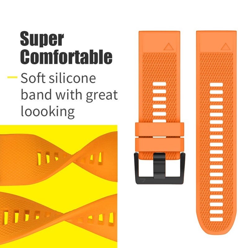 ANCOOL حزام ساعة ANCOOL لـ Fenix 7X/Fenix 6X/Fenix 5X/Fenix 8 مقاس 51 مم حزام Quickfit مقاس 26 مم متوافق مع Fenix 6X Pro/7X Pro/5X Plus/3/Descent MK 2/2i/MK 3 ساعة ذكية مقاس 51 مم (أخضر زيتوني/برتقالي) - Image 4