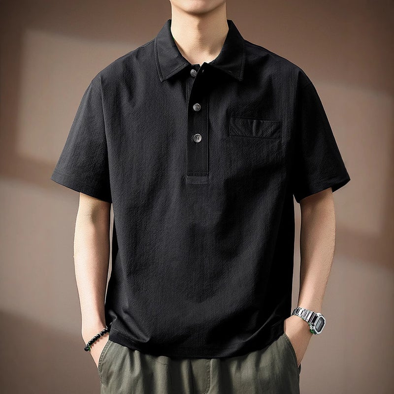 Men's Short Sleeve Polo Shirt Quick Dry Wrinkle Resistant Casual Top - Image 2