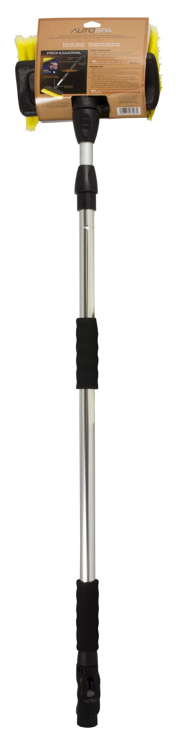 Carrand 93097 Flow-Thru 10" Bi-Level Wash Brush with 71" Extension Pole, Yellow - Image 5