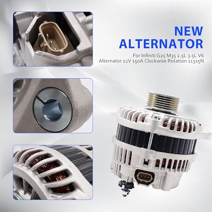 OXCANO 11315N Alternator Compatible with Infiniti G25 2011 2012 2.5L, M35 2006 2007 2008 V6 3.5L Replacement for A3TJ0691 - Image 5