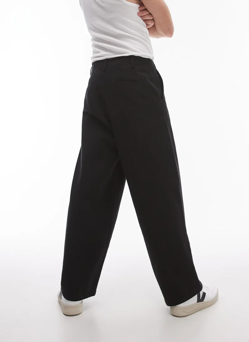 TOPMAN Wide Leg Twill Trousers