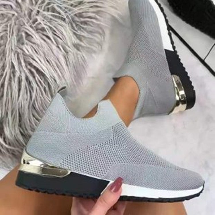 In stock wish and Foreign trade 2022 summer new flying woven socks shoes elastic cloth plus size single-layer shoes for women - Image 4