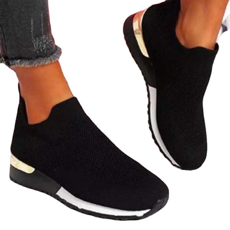 In stock wish and Foreign trade 2022 summer new flying woven socks shoes elastic cloth plus size single-layer shoes for women - Image 5