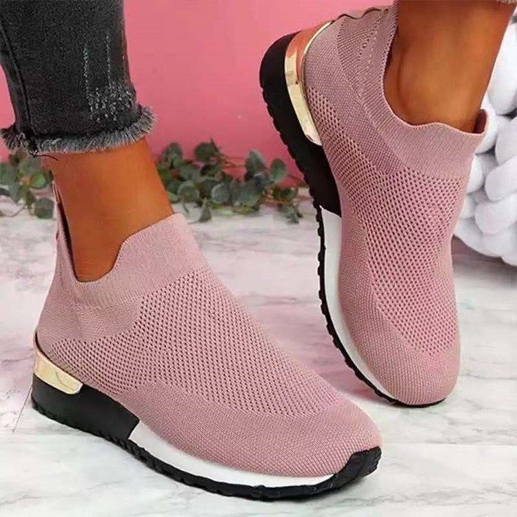 In stock wish and Foreign trade 2022 summer new flying woven socks shoes elastic cloth plus size single-layer shoes for women - Image 1
