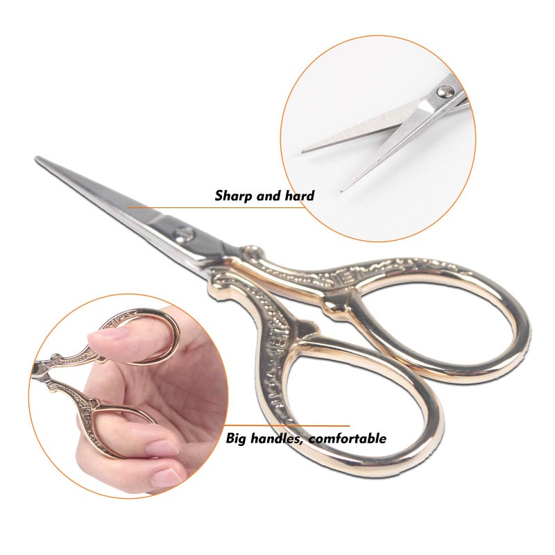 Hisuper Embroidery Scissors with Leather Scissor Cover Small 3.6 inch Sewing Craft Sharp Scissors for Fabric Cutting Paper Crafting Office Scissor Sewing Handicrafts Tool - Image 3