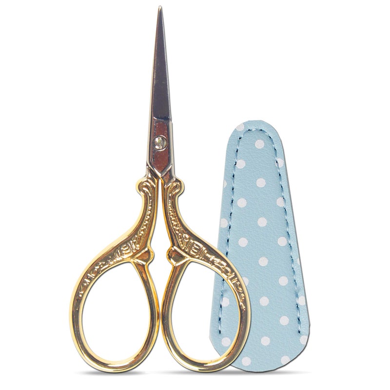Hisuper Embroidery Scissors with Leather Scissor Cover Small 3.6 inch Sewing Craft Sharp Scissors for Fabric Cutting Paper Crafting Office Scissor Sewing Handicrafts Tool - Image 1