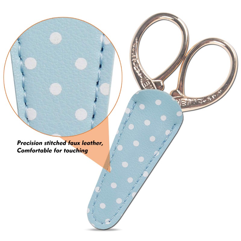 Hisuper Embroidery Scissors with Leather Scissor Cover Small 3.6 inch Sewing Craft Sharp Scissors for Fabric Cutting Paper Crafting Office Scissor Sewing Handicrafts Tool - Image 4