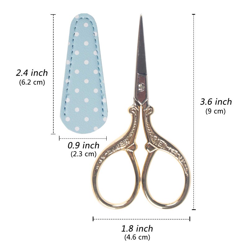 Hisuper Embroidery Scissors with Leather Scissor Cover Small 3.6 inch Sewing Craft Sharp Scissors for Fabric Cutting Paper Crafting Office Scissor Sewing Handicrafts Tool - Image 2