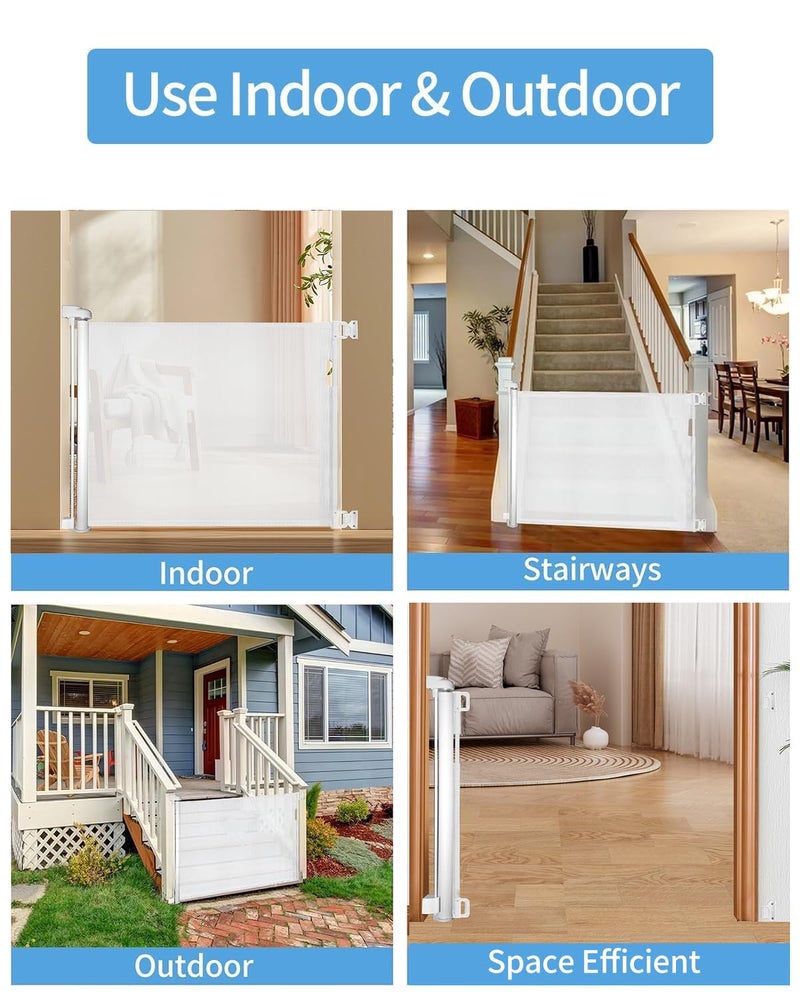 Veraste Retractable Baby Gate for Doorways and Stairs, Mesh Safety Gate for Pet, Indoor & Outdoor Use, One-Hand Operation, Easy Installation, 33.6" Tall, Expands to 71" Wideï¼ˆWhite,33.6"x71"ï¼‰ - Image 5