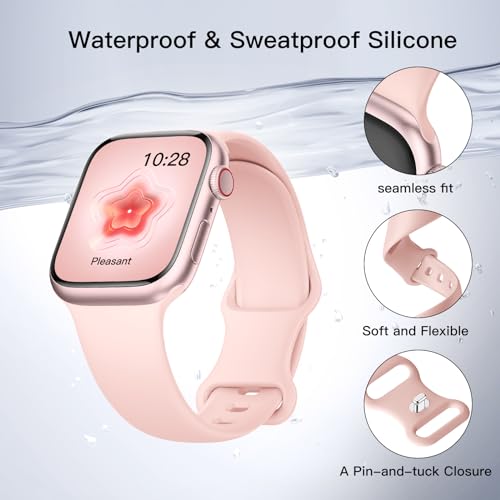 SuperNaNa Sport Silicone Band Compatible with Apple Watch Bands 40mm 38mm 41mm 44mm 45mm 42mm 49mm Women Men,Soft Wristband Waterproof Replacement Sport Strap for iWatch Bands Series 9 8 7 6 5 4 3 2 1 SE Ultra - Image 2