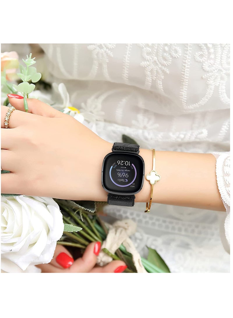 SOLARAE Elastic Bands Compatible with Fitbit Versa 3 / Fitbit Sense, Adjustable Nylon Replacement Straps Wristband for Fitbit Versa Smart Watch for Women Men - Image 4