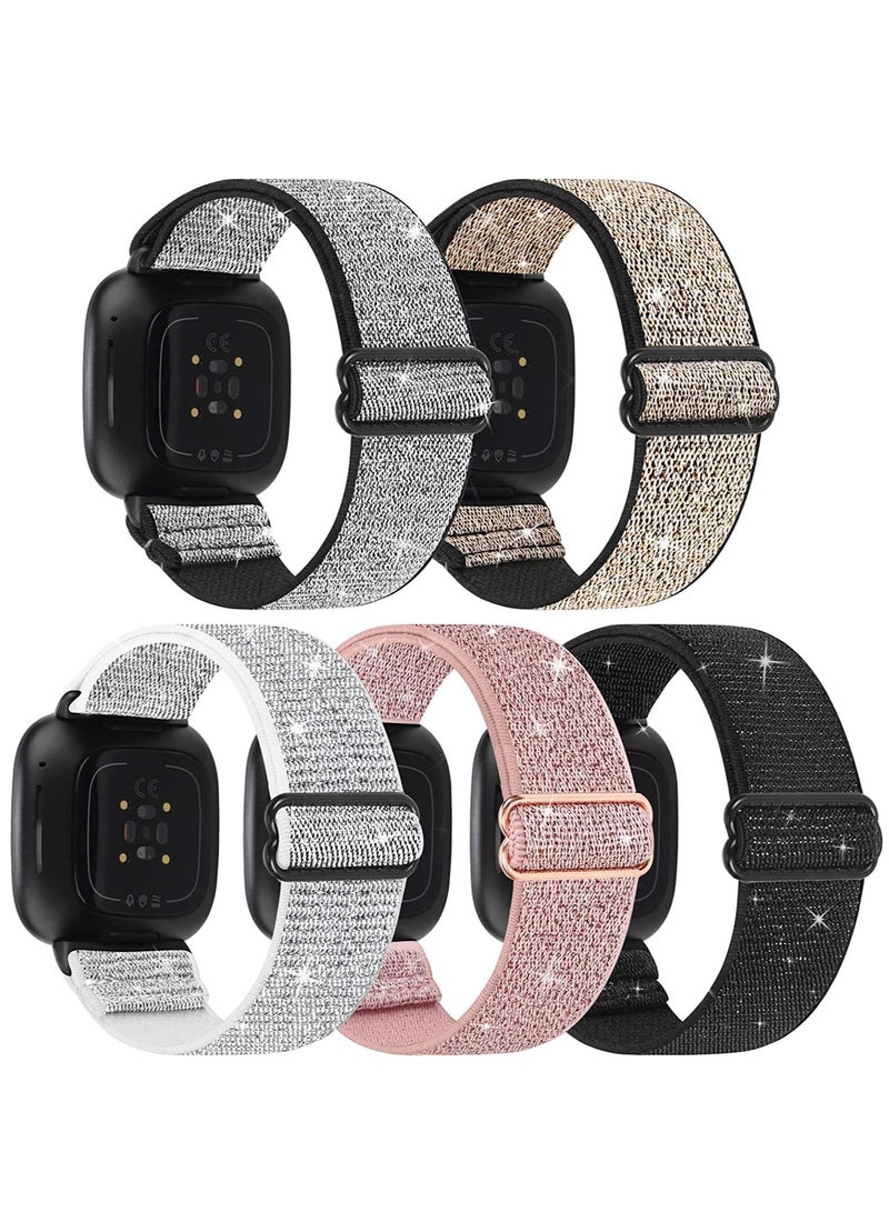 SOLARAE Elastic Bands Compatible with Fitbit Versa 3 / Fitbit Sense, Adjustable Nylon Replacement Straps Wristband for Fitbit Versa Smart Watch for Women Men - Image 1