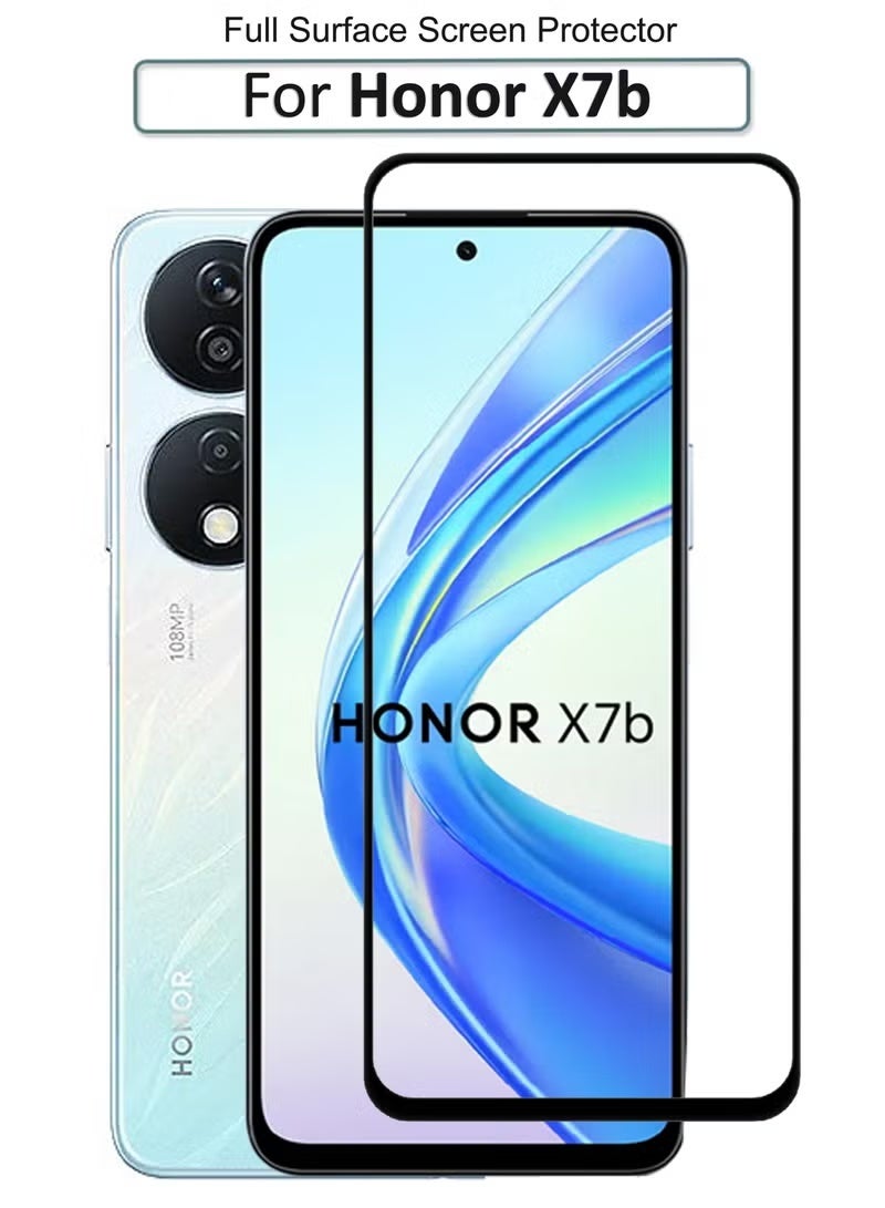 يويو تيك واقي شاشة لهاتف Honor X7b 6.8 بوصة (إصدار 2023) - واقي شاشة زجاجي مقوى أسود اللون، شفافية عالية، لمسة حساسة، مقاوم للانفجار، حواف منحنية ناعمة، سهل التركيب - Image 1