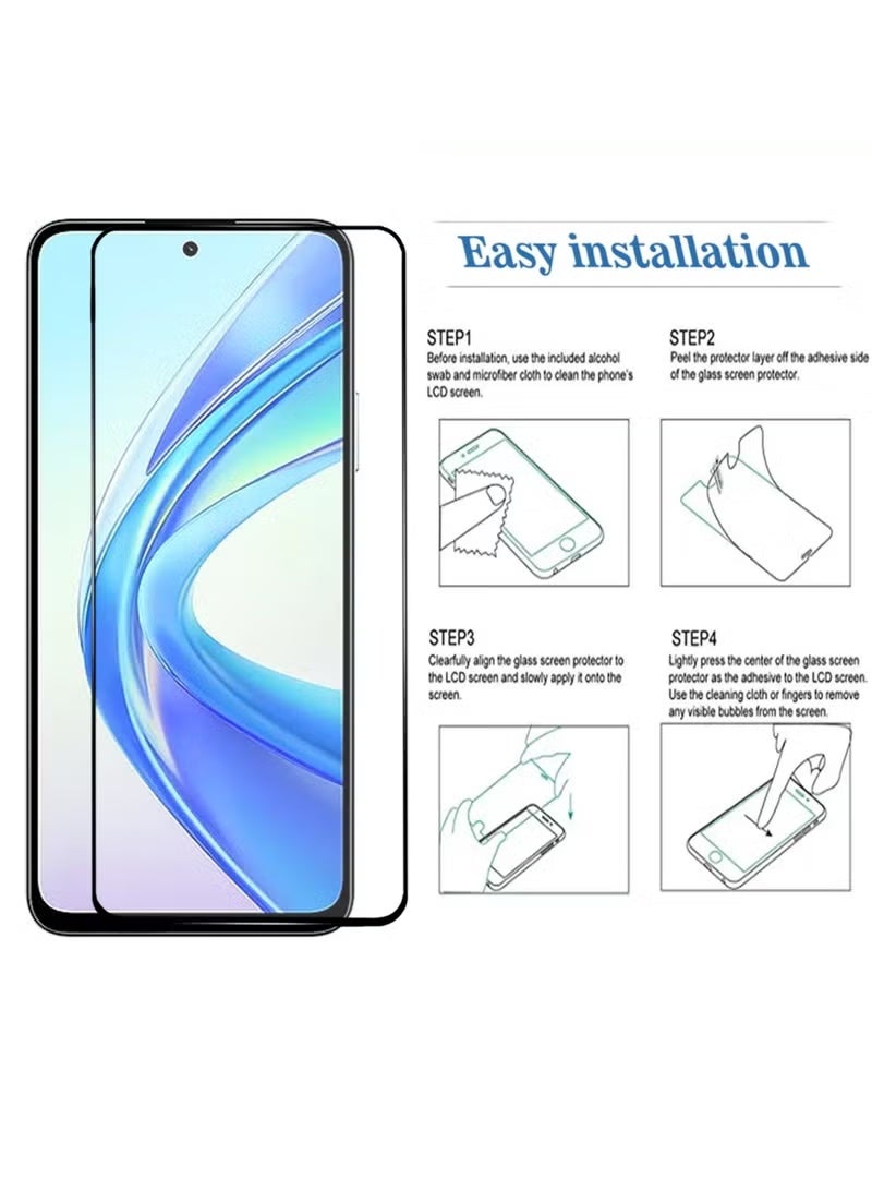 يويو تيك واقي شاشة لهاتف Honor X7b 6.8 بوصة (إصدار 2023) - واقي شاشة زجاجي مقوى أسود اللون، شفافية عالية، لمسة حساسة، مقاوم للانفجار، حواف منحنية ناعمة، سهل التركيب - Image 2