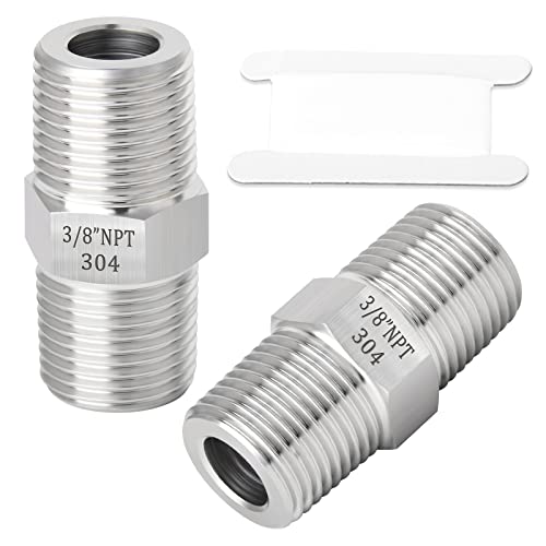TAISHER 5PCS 304 Stainless Steel Hex Nipple, Pipe Fitting 3/8-Inch Male Pipe x 3/8-Inch Male Pipe - Image 1