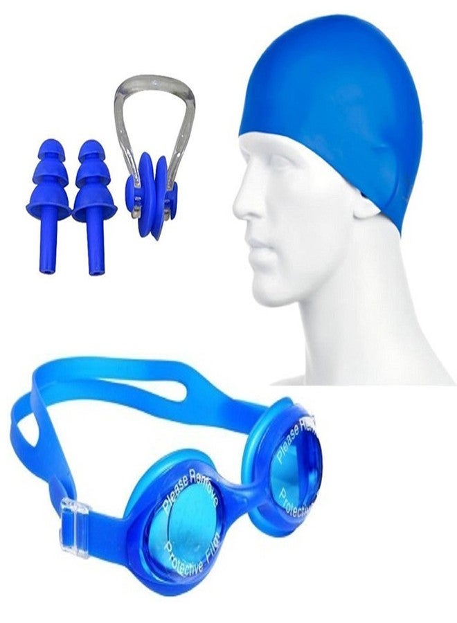ENCANTO Swimming Kit, Swim Goggles, Swim Caps Black Combo Set With Ear Plug & Nose Clip in Box, Silicone Non-Slip Material Glasses & Cap, UV Protection, Body Safety Summer Holiday Swimming Pool