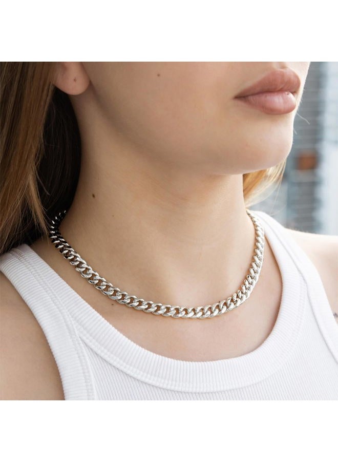 WomenGifts Cuban Link Chain Necklace for Women, Waterproof 14k Gold Silver Plated Chain Choker, Non Tarnish Stainless Steel Jewelry, 3.5/5/6/8/11mm,14/16/18 Inch Thin&Chunky&Thick, 5mm X 14 Inches - Image 2