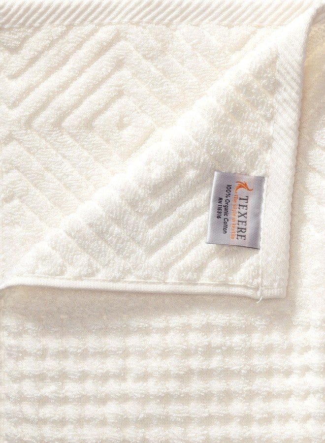 تيكسيري سيلك طقم مناشف حمام فاخرة من تيكسي، مصنوع من القطن العضوي بنسبة 100% بنسيج الجاكار، بوزن 650 جرامًا للمتر المربع - فائق الامتصاص وسريع الجفاف وناعم الملمس (كابل، لون رمادي فاتح، 2 منشفة حمام و2 منشفة يد) - Image 4