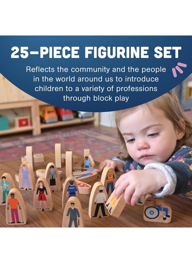 Constructive Playthings Constructive Playthings Wooden Community Helpers 25-Piece Wood Block Play Figurine Set, Freestanding Inclusive and Diverse Wood Toy Figures for Kids Ages 3+  - Image 3