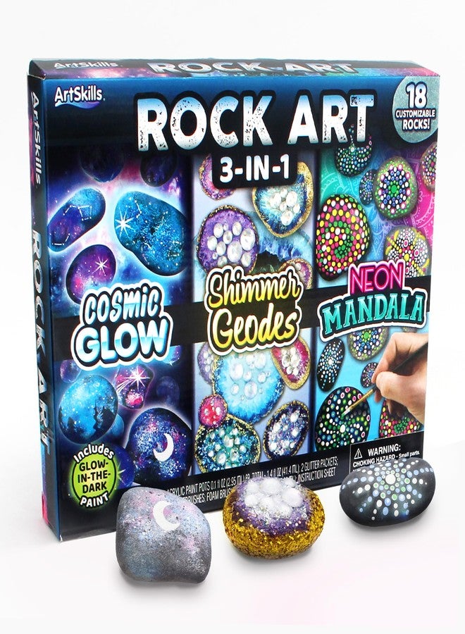 ArtSkills Rock Painting Kit with Geode, Mandala & Glow in The Dark Rock Painting, Arts and Crafts for Kids - Image 1