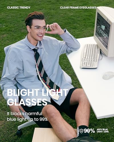 Cyxus Blue Light Glasses for Men Women Yellow Lens Computer Glasses Reduce Eye Strain UV Blocking 8082Y01 - Image 4