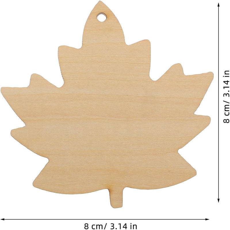 Healifty 6pcs Unfinished Maple Leaf Wood Cutouts Wooden Leaf Shapes for DIY Craft Projects Fall Decorations Thanksgiving Classroom Use - Image 2