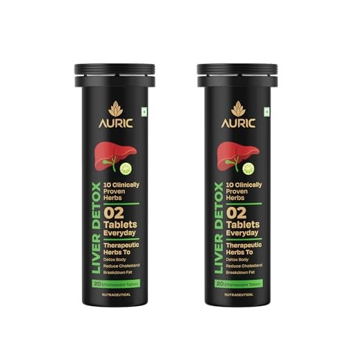 Auric Liver Detox Supplement | 40 Tablets Fizzy Water with 10 Ayurvedic Herbs | Clinically Researched Therapeutic Ingredients | Drop, Dissolve, Fizz, Drink | Liv 365 - Image 1