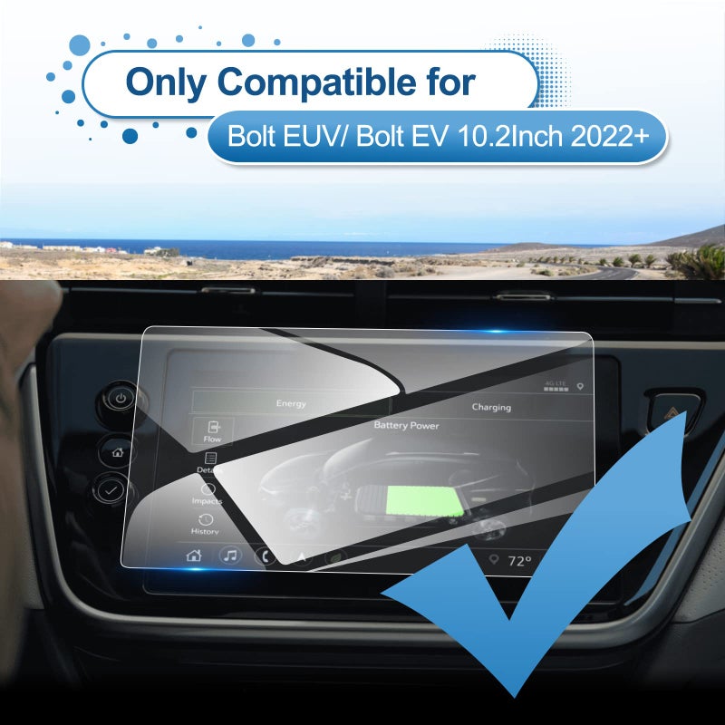 Coleya 2022 2023 Chevy Bolt EUV Screen Protector, for Bolt EV Screen Protector 10.2-inch Touch Screen, 9H Tempered Glass 2022 2023 Bolt EUV/EV Accessories Anti-Fingerprint HD Transparent 10.2" - Image 2