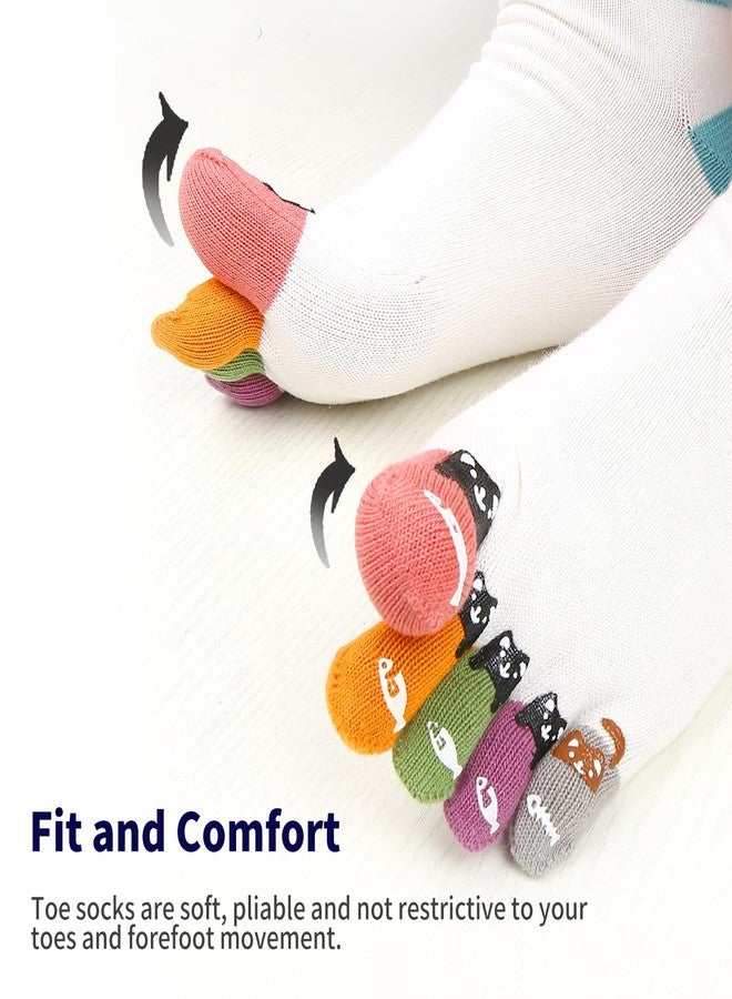 Benefeet Sox جوارب Benefeet Sox النسائية للبنات، جوارب أصابع مرحة ومبتكرة، ملونة ومرحة، بتصميم ثلاثي الأبعاد لقطط كرتونية، مصنوعة من القطن، هدية، 3 أزواج، قطة سوداء وسمكة - Image 3