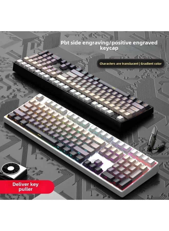 Generic - PBT Original Gradient Mechanical Keyboard Key Cap Personality Engraved Side Engraved Light Transmission Five-sided Sublimation Complete Set-Color:Gradient Jiangnan Engraved Translucent (adapted To 61/87/104/108 Keyboard) - Image 1