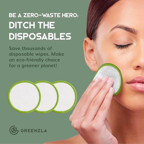 Greenzla Reusable Makeup Remover Pads (20 Pack) With Washable Laundry Bag And Round Box for Storage | 100% Organic Bamboo Cotton Pads For All Skin Types | Eco-Friendly Reusable Cotton Rounds For Toner - Image 3