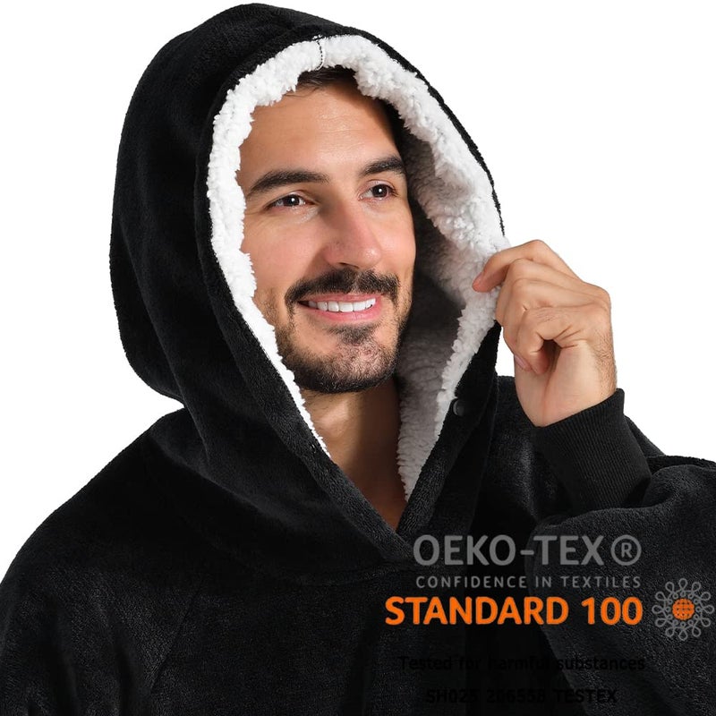 Krifey Wearable Blanket Hoodie for Men, Oversized Sherpa Fleece Sweatshirt with Giant Pocket, Cozy Birthday Gifts for Him - Image 2