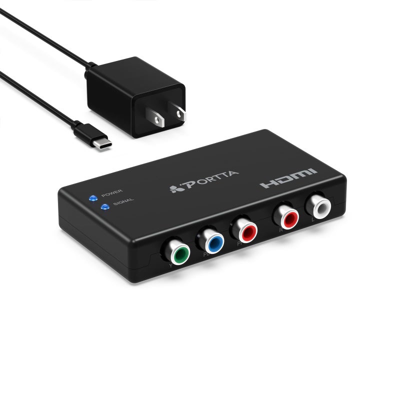 Portta محول بورتا من مكون إلى HDMI، YPbPr RGB + R/L صوت إلى HDMI محول v1.3 يدعم 1080P 2 قناة LPCM لتلفاز HDTV PS2 PS3 مشغل HDVD وي Wii إكس بوكس (مكون إلى HDMI) (محول بدون كابل HDMI) - Image 1