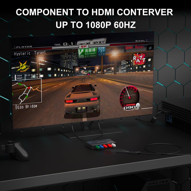 Portta محول بورتا من مكون إلى HDMI، YPbPr RGB + R/L صوت إلى HDMI محول v1.3 يدعم 1080P 2 قناة LPCM لتلفاز HDTV PS2 PS3 مشغل HDVD وي Wii إكس بوكس (مكون إلى HDMI) (محول بدون كابل HDMI) - Image 2