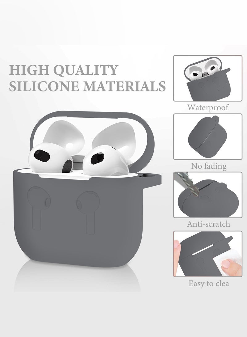 CATANES ( for Airpods 4 2024 ) Case Soft Silicone Elegant Cover with Keychain / Dark Grey Color  - Image 5