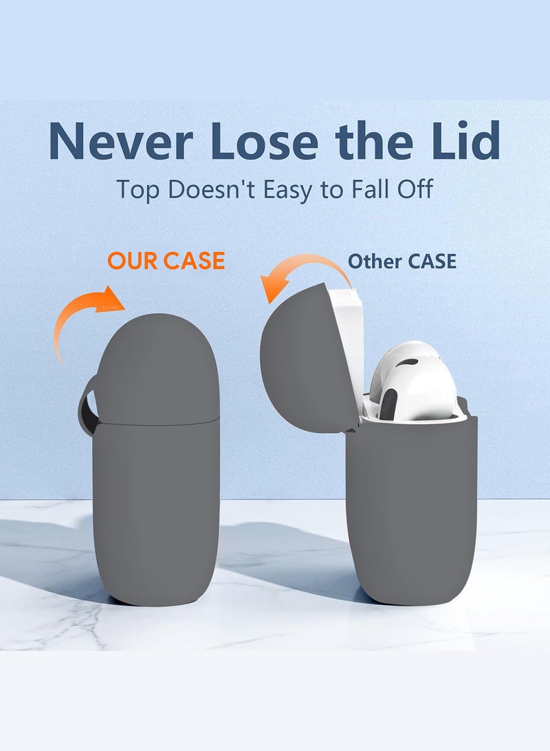 CATANES ( for Airpods 4 2024 ) Case Soft Silicone Elegant Cover with Keychain / Dark Grey Color  - Image 3