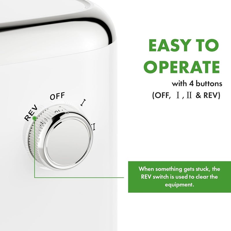 GVODE 5-in-1 Electric Cheese Grater and Vegetable Slicer – 700W Powerful Rotary Grater for the Kitchen with Multiple Attachments, White - Image 4